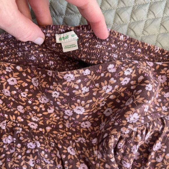 Aerie Homebody Jogger Pants Lightweight Size XS Casual Comfortable Mauve Floral - Picture 16 of 16